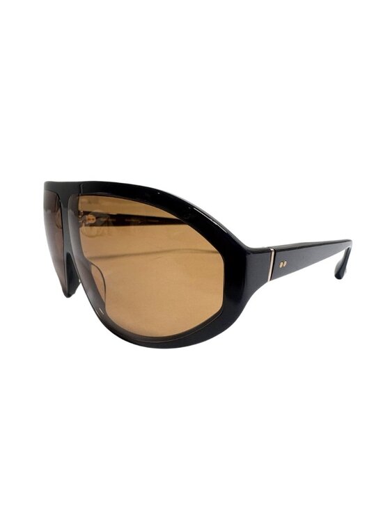 Meeka x Apercu Darkroom First Edition Shield Sunglasses in Black With Amber Lens